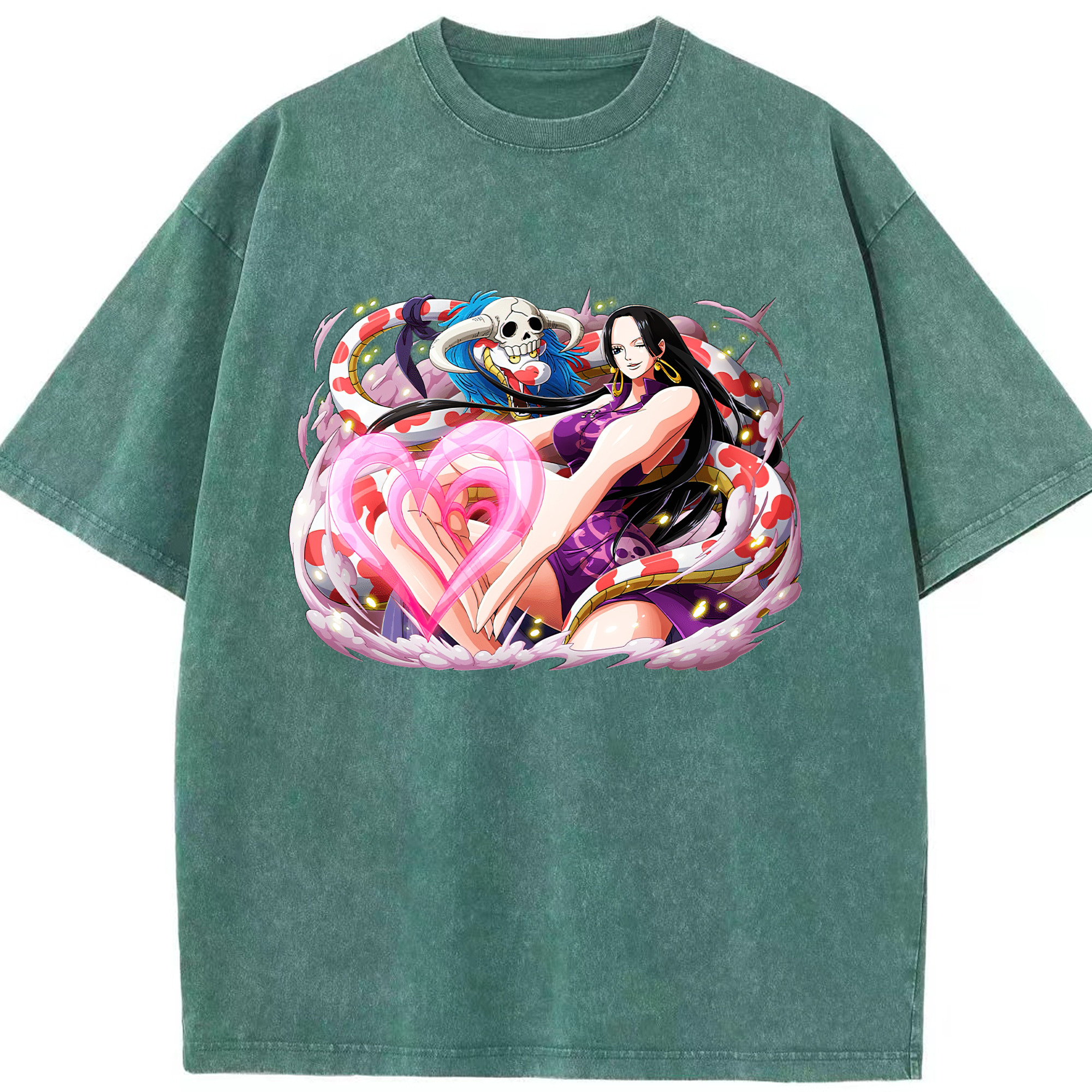 ワンピース ボア・ハンコック ONE PIECE Boa·Hancock 綿100% ヴィンテージ風 半袖Tシャツ（フロントプリント）